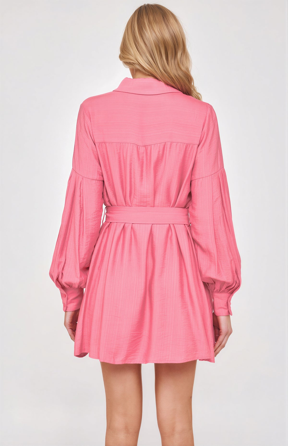 Pink Long Sleeve Shirt Dress