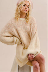 Soft Touch Fur Tunic Pullover Knit Sweater