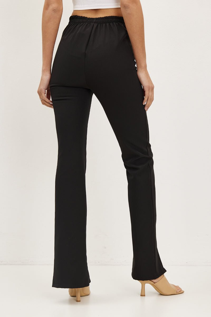 Black Front Slit Pants - NIXII Clothing
