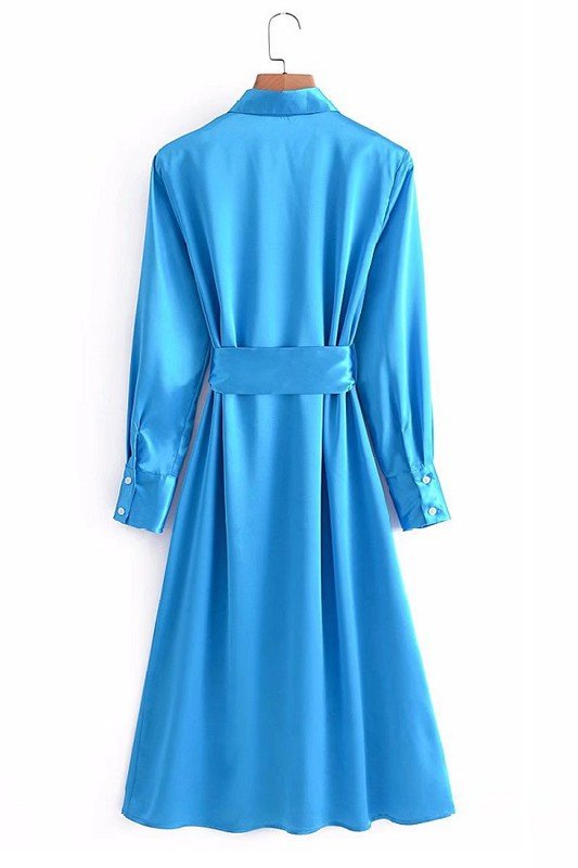 Clara Satin Blue Midi Dress - NIXII Clothing