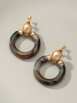 Grey and brown acetate hoop clip on earrings - NIXII Clothing