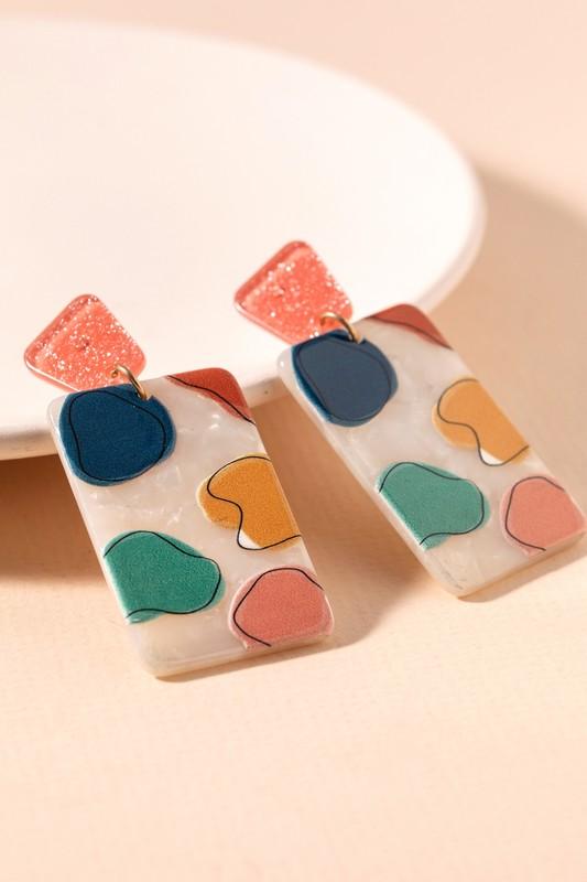 Rectangular Abstract Dangling Earrings